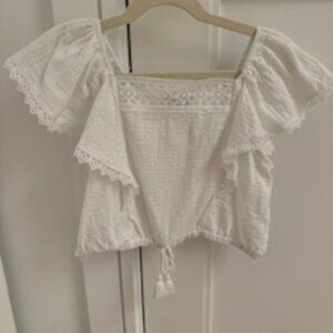 White ruffle crop top